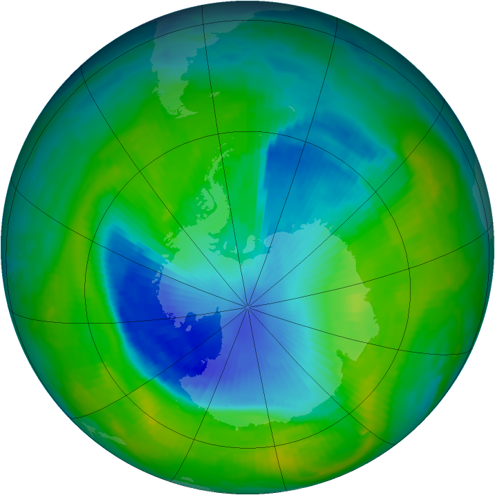 Antarctic ozone map for 20 November 1997